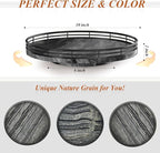 AMH 10-Inch Ancient Wood-Grain Marble Lazy Susan with Black Iron Frame | Smooth rotating oak tray with walnut finish for dining tables, kitchen counters, pantries and cabinet storage.