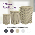 Superior Performance Inc 3.1 Gal. Rattan Style Compact Trash Can (Beige and Brown)