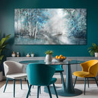 SOUGUAN Forest Wall Art for Living Room Foggy Tree Artwork Sunlight Wall Decor Nature Wall Decorations on Canvas 24"x48" Wall Paintings Ready to Hang