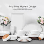 Webbylee ‌16" Melamine Oval Platter Set of 2 - Lightweight Durable Serving Tray for Party, Catering & Home | Dishwasher Safe, Fits Turkey/Charcuterie-White & Brown