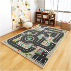 Analog ABC Kids Rug Playroom Car Rug Play Mat City Life Road Rug for Cars Fun City Map for Carpet for Bedroom Boys (55 * 82 inches, Evening City)