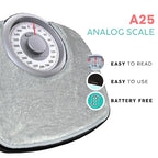 Adamson A25 Scales for Body Weight - Up to 400 LB - New - 5.3" Dial on 12.4" x 10.2" Platform - Anti-Skid Rubber Surface - Bathroom Scale Analog - Durable with 20-Year Assurance - w/Rug - Grey