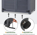 MCombo Outdoor Storage Cabinet, Wooden Storage Shed with Latch, Outside Garden Tool Shed with 2 Doors for Patio Yard Lawn, 0808 (Grey, Medium)
