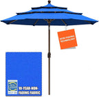 EliteShade USA 10-Year-Non-Fading 9Ft 3 Tiers Market Umbrella Patio Umbrella Outdoor Table Umbrella with Ventilation, Royal Blue
