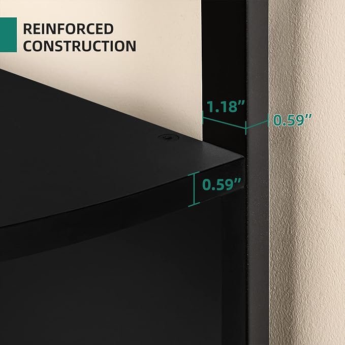 YITAHOME 6-Tier Corner Shelf, 68.8" Tall Modern Free Standing Zigzag Corner Bookshelf, 6 Shelf Display Corner Bookcase Open Small Book Shelves for Living Room, Home Office, Small Space, Black