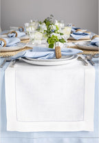Solino Home Linen White Table Runner 60 Inches - Classic Hemstitch, 100% Pure Linen Coffee Table Runner 14 x 60 Inch Ideal for Dresser Tables - Fall, Autumn, Halloween, Thanksgiving