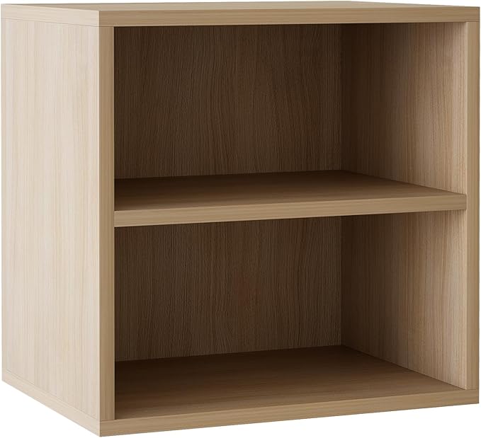 Storage Cube 2 Tires Natural Stackable Storage Shelf, Cubby Organizer Wooden Display Shelf Closet Organizer,Modern Cubical Bookcase Compact Storage Cabinet for Living Room Bedroom Office