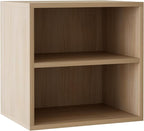 Storage Cube 2 Tires Natural Stackable Storage Shelf, Cubby Organizer Wooden Display Shelf Closet Organizer,Modern Cubical Bookcase Compact Storage Cabinet for Living Room Bedroom Office
