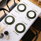 MOSAYT 13 Inch Round Vinyl Placemats Set of 8 - Faux Leather 100% Waterproof Oil-Proof Wipeable PU Place Mats, Heat Resistant Reversible Table Mats for Kitchen, Dining, Outdoor, Olive Green