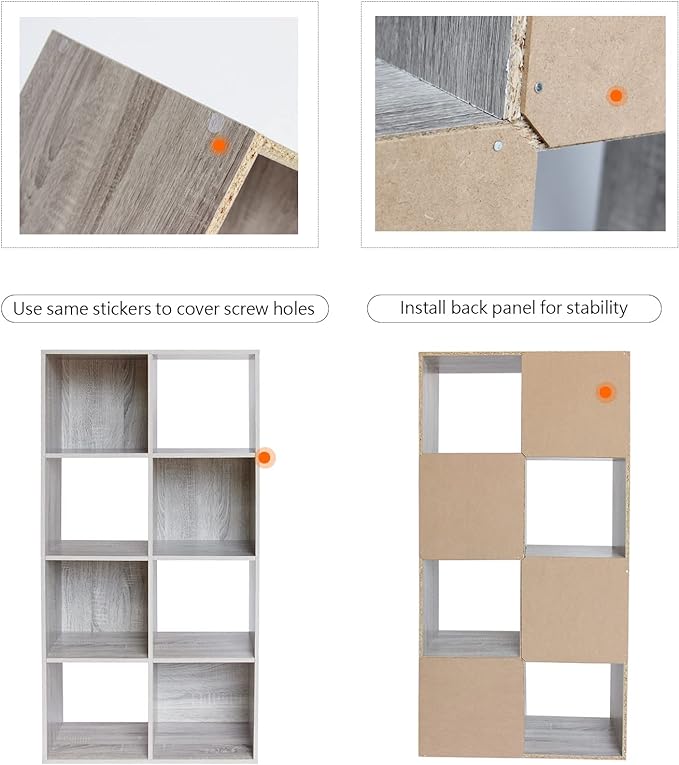 PACHIRA E-Commerce Cubby Storage Organizer, 8 Cube Unit Shelf, Closet Cabinet, DVD Rack Bookshelf File Organizer Rack in Study, each cube 28.5 cm, OAK GREY