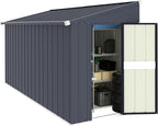 MUPATER 4×10 FT Storage Shed for Outdoor,Lean-to Shed Kit with Thickened Galvanized Steel, Metal Tools Shed with Lockable Door and Air Vents for Patio Garden, Grey