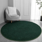 Round Area Rugs for Bedroom Living Room, 5x5 Dark Green Super Soft Comfy Thickened Memory-Foam Indoor Circle Carpet, Modern Aesthetic Minimalist Carpet for Boys Girls Adults Nursery Home Décor