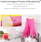 Myungjin 2 Pairs Reusable Waterproof Non-Slip Honeycomb Grip Latex Rubber Gloves with Hang-Dry Hooks/Hanging Loops for Dishwashing Household Cleaning Cooking (Medium)