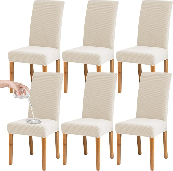 BIETYONE Waterproof Dining Chair Covers, Stretch Seat Protector, Washable | 6 Pack, Waterproof, Spill Resistant, Washable, Stretch Fit, Easy Clean Chair Protector