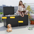 30 Gallon Deck Box,Resin Outdoor Storage Box with Lockable for Patio Furniture, Garden Tools Waterproof Outside Storage Box (Black)