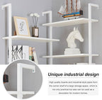 HOMISSUE Corner Bookshelf,12-Tier L Shaped Bookshelf, Double Wide Corner Wall Mount Bookcase with Metal Frame and Wood,Modern Industrial Corner Shelf for Living Room, Kitchen, Home Office White