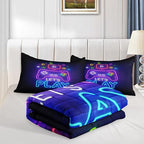 6 PCS Gamer Queen Comforter Sets,Queen Purple Bedding Sets for Boys,Gaming Comforter Set,Queen Size Bedding Sets for Boys,Bed in A Bag with Sheets(Queen,Purple Color)