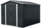 Sheds & Outdoor Storage 8ft x 10ft Metal Storage Shed with Metal Foundation, Gloves, Anchors, Tools Garden Tool Storage Cabinet with Secure Sliding Doors with Padlock for Backyard, Black
