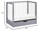 Carter's by DaVinci Colby 4-in-1 Convertible Mini Crib with Trundle Drawer in Grey and White, Greenguard Gold Certified, Undercrib Storage