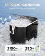 Silonn Ice Maker Countertop Machine with Handle, 26lbs in 24h, 9 Ice Cubes Ready in 6 Mins, Self-Cleaning Ice Makers with Basket and Scoop, Ideal for Home, Kitchen, Camping, RV