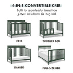 DaVinci Grove 4-in-1 Convertible Crib in Forest Green, Greenguard Gold Certified