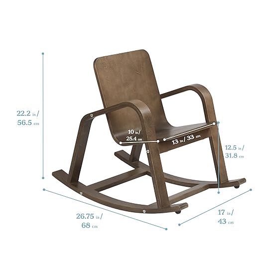 ECR4Kids Bentwood Rocking Chair, Kids Furniture, Grey Wash