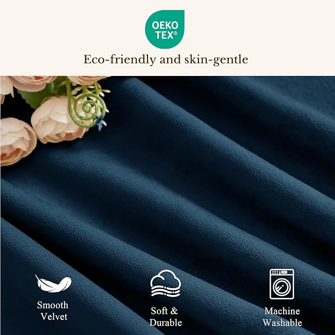 Navy Blue Valance for Windows Scalloped 52x18 Inch 1 Panel | Kitchen Valance Curtains for Small Windows, Classic Rod Pocket Window Drapes for Dining Room, Bathroom, Basement