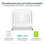 DaVinci Dylan Folding Portable 3-in-1 Convertible Mini Crib and Twin Bed in White, Greenguard Gold Certified