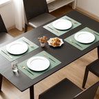 MOSAYT Vinyl Placemats Set of 6-12 X 17 Inch - Faux Leather 100% Waterproof Oil-Proof Wipeable PU Place Mats, Heat Resistant Reversible Table Mats for Kitchen, Dining, Outdoor, Green