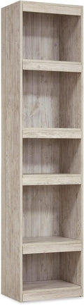 Signature Design by Ashley Willowton Coastal Entertainment Center Pier Bookcase with 3 Adjustable Shelves, Whitewash