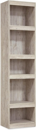 Signature Design by Ashley Willowton Coastal Entertainment Center Pier Bookcase with 3 Adjustable Shelves, Whitewash