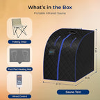 SereneLife Compact & Portable Infrared Steam Sauna, Personal Spa Style Sauna for at-Home Relaxation and Rejuvenation, Easy Access Sit-in Design, Foldable Chair, Energy Efficient, Foot Pad Heating Mat