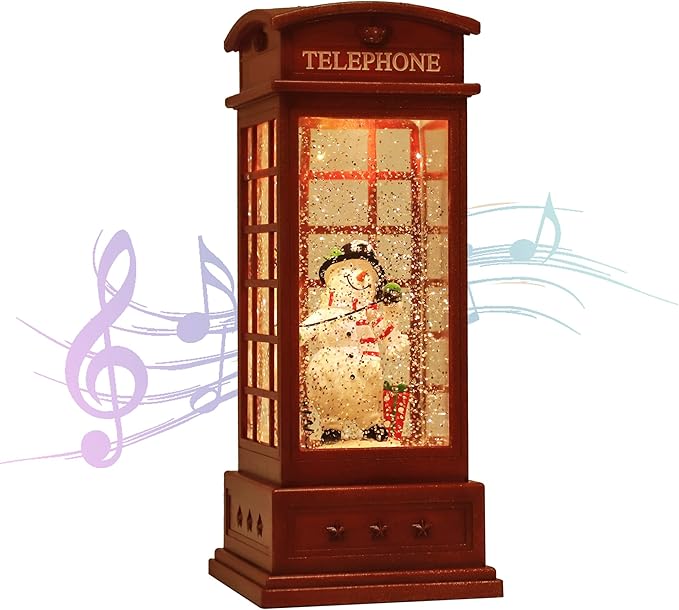 House & Garden Decoration,Christmas Lantern with 8 Pieces of Music,Sparkling Crystal Keep Circling Around The Snowman Families Music Box as a (Snowman)