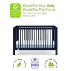 babyGap by Delta Children Charlie 6-in-1 Convertible Crib TrueSleep Crib and Toddler Mattress (Bundle), Navy