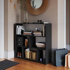 Art in Moveis Mid Century Modern Bookshelf, 6 Cube Storage Shelf - 3 Tier Retro Bookshelf CARB-Free Engineered Wood - Black