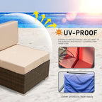 ClawsCover 14Pack Outdoor Patio Seat and Back Cushions Replacement Covers Fit for 7Pieces 6-Seater Wicker Rattan Sectional Couch Chair Furniture Set,Light Khaki-Include Cover Only (Small)