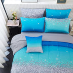 inron Aqua Glitter Comforter Sets for Girls Women,Full Size 5-Pieces Bed in a Bag Ultra Soft Microfiber Comforter and Sheet Sets, All Season Durable Bedding Set(Aqua,Full)