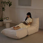 Luxury Ottomans, Modern Square Foot Rest for Sofa Couch Chair, Lazy Floor Seating, Fireside Bean Bag Chair, Tatami Sofa Lounger for Living Room, Bedroom, Office, White