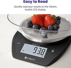 Etekcity 0.1g Food Scale, Bowl, Digital Grams and Ounces for Weight Loss, Dieting, Baking, Cooking, and Meal Prep, 11lb/5kg, Stainless Steel Black | 11lb/5kg capacity with tare, removable bowl, ideal for baking, coffee, meal prep and portion control, S...