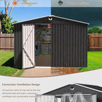 10x12 FT Outdoor Storage Shed, Metal Garden Shed - Tool Storage Sheds with Lockable Doors & 1 Clear Window, Waterproof Outside Storage Building for Backyard, Patio (Black; Floor Not Included)