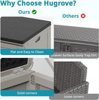 HUGROVE Resin Deck Box, 130 Gallon Outdoor Storage Box with Lockable Lid, Waterproof Patio Storage for Garden Tools & Outdoor Accessories (Dark Black) (Light Gray)