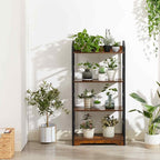 Vagusicc 4 Tier Bookshelf with 2 Storage Baskets, Tall Bookcase Shelf Storage Organizer Wood Book Shelf, Modern Shelf Rack Shelves with Steel Frame, Multipurpose Bookshelf for Bedroom Living Room