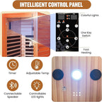 Sauna, Far Infrared Saunas for Home 1 Person Wooden Sauna 1065W/120V Low Emf Dry Sauna Indoor Sauna Room with Tempered Glass Door/Speakers/Air Hole and Colored Lighting - 31.5 * 31.5 * 63 in