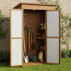 51" L Outdoor Storage Cabinet Waterproof with Shelves, Outside Storage Shed Backyard Tall Cabinet with Fold-Out Table for Patio, Garage, Garden, Pool Accessories Storage