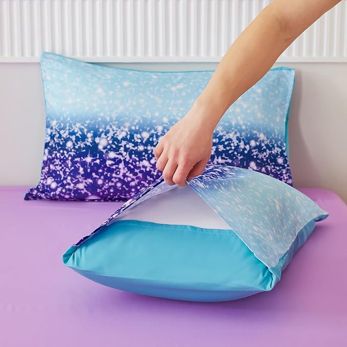 PERFEMET Queen Comforter Set with Sheets, 6 Pcs Blue Purple Girls Bedding Set, Tie Dye Rainbow Comforter for Queen Size Bed, Colorful Ombre Bedroom Decor Bed in A Bag for Teens Girls