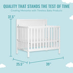 Bellport 4 in 1 Convertible Mini/Portable Crib In White, Non-Toxic Finish, Made of Sustainable New Zealand Pinewood, With 3 Mattress Height Settings