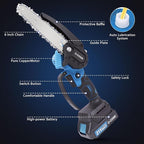 O-CONN Mini Chainsaw Cordless 6 Inch Handheld Chain Saw with Security Lock & Auto Oiler System, Portable Electric Small Chainsaw for Tree Branches, Courtyard, Household & Garden