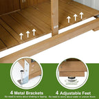 Wood & Metal Outdoor Storage Cabinet with Waterproof Roof, Garden Tool Shed with 6 T-Hinge, 4 Reinforced feet with Metal Brackets and 6 Adjustable feet, 3 Removable Shelves, 13.2X 31x 67IN