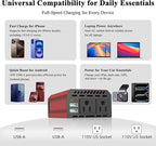 Pro Chaser 400W Power Inverters for Vehicles - DC 12v to AC 110v Car Inverter Converter, 6.2A Dual USB Charging Ports, Dual AC Adapter for Laptops Air Compressor