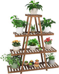 Ufine 4 Tier Wood Plant Stand Indoor Outdoor A Frame Plant Display Shelf for Multiple Plants Flower Pot Holder Rack, Living Room Balcony Patio